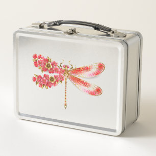 Blume Dragonfly mit Schmucksakura Metall Brotdose