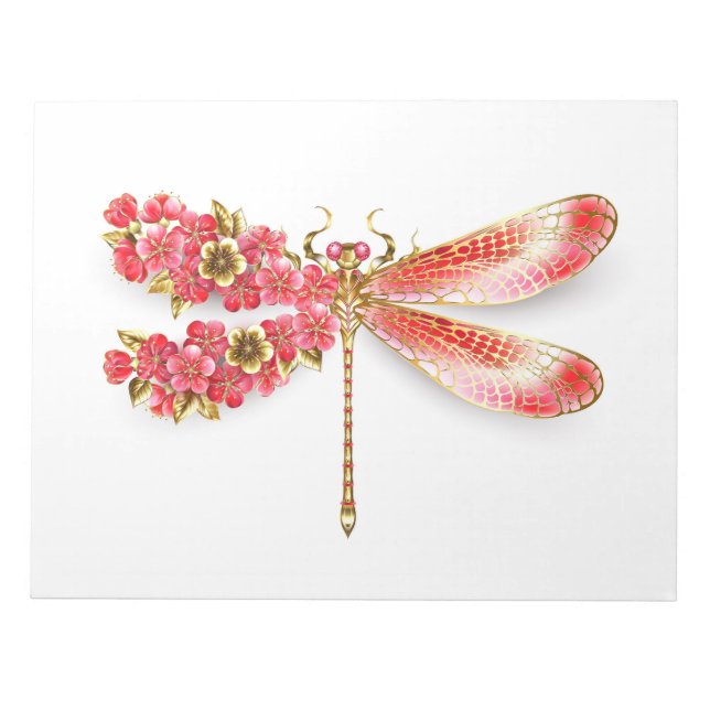 Blume Dragonfly mit Schmucksakura Notizblock (Vorderseite)
