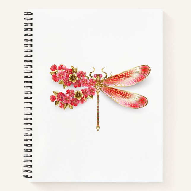 Blume Dragonfly mit Schmucksakura Notizbuch (Vorderseite)