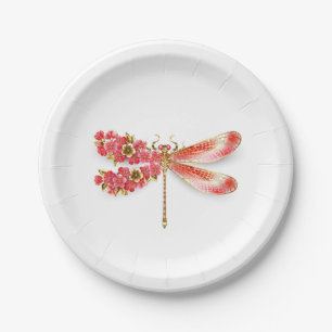 Blume Dragonfly mit Schmucksakura Pappteller