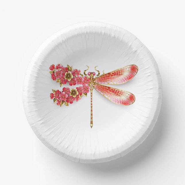 Blume Dragonfly mit Schmucksakura Pappteller (Vorderseite)