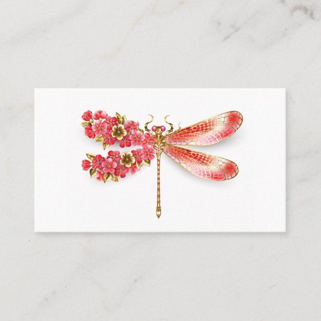 Blume Dragonfly mit Schmucksakura Platzkarte (Vorderseite)