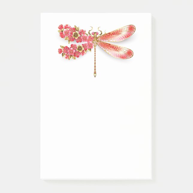 Blume Dragonfly mit Schmucksakura Post-it Klebezettel (Vorderseite)