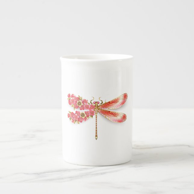 Blume Dragonfly mit Schmucksakura Prozellantasse (Vorderseite)