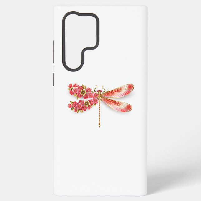 Blume Dragonfly mit Schmucksakura Samsung Galaxy Hülle (Rückseite)