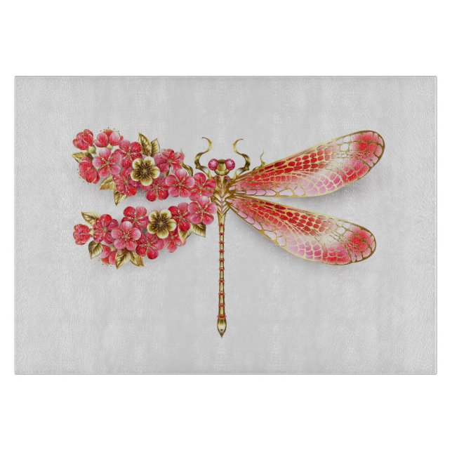 Blume Dragonfly mit Schmucksakura Schneidebrett (Vorderseite)