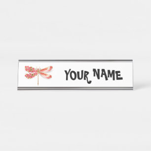 Blume Dragonfly mit Schmucksakura Schreibtischnamensplakette