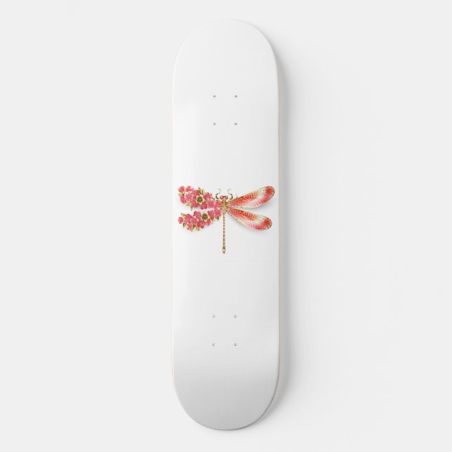Blume Dragonfly mit Schmucksakura Skateboard (Vorderseite)