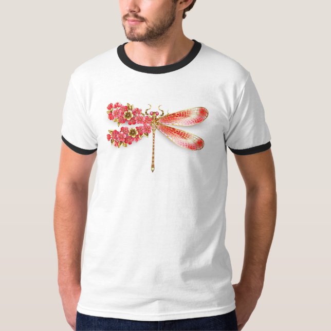 Blume Dragonfly mit Schmucksakura T-Shirt (Vorderseite)