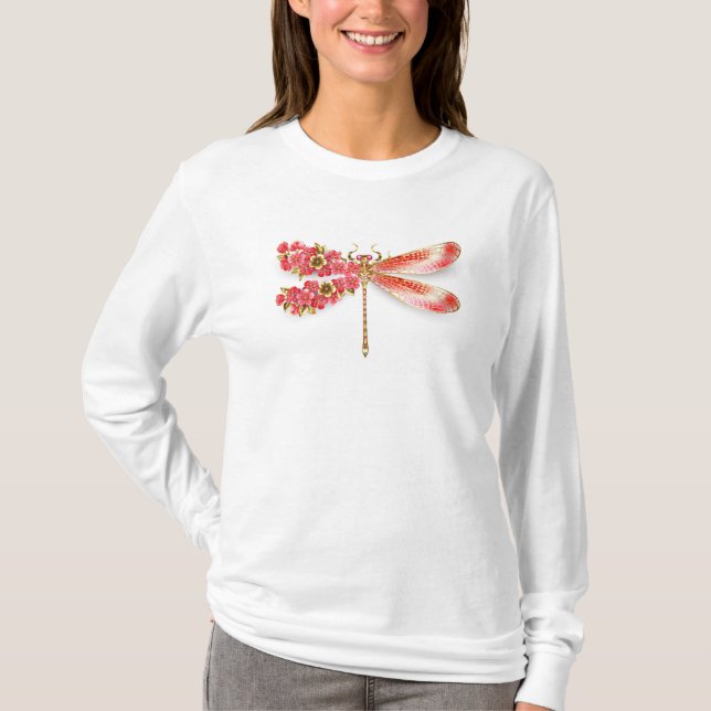 Blume Dragonfly mit Schmucksakura T-Shirt (Vorderseite)