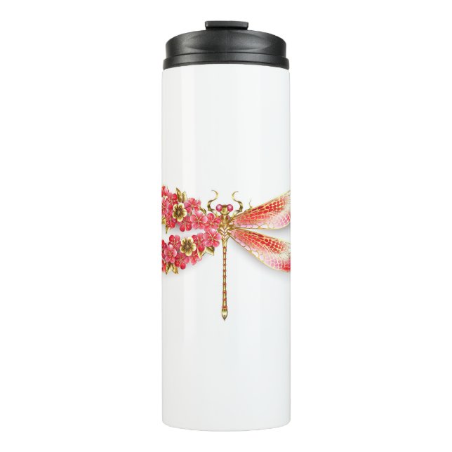 Blume Dragonfly mit Schmucksakura Thermosbecher (Vorderseite)