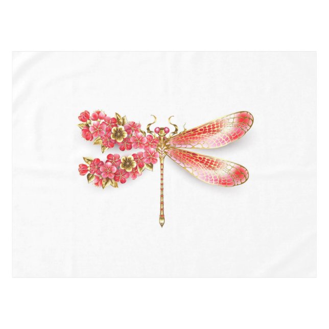 Blume Dragonfly mit Schmucksakura Tischdecke (Vorderseite (Horizontal))
