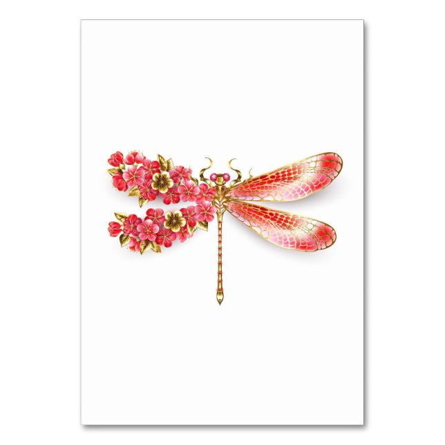 Blume Dragonfly mit Schmucksakura Tischnummer (Vorderseite)