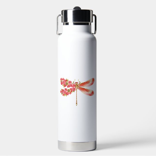 Blume Dragonfly mit Schmucksakura Trinkflasche (Vorderseite)