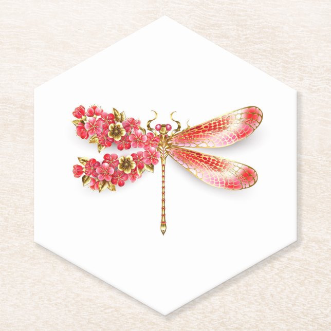 Blume Dragonfly mit Schmucksakura Untersetzer (Vorderseite)