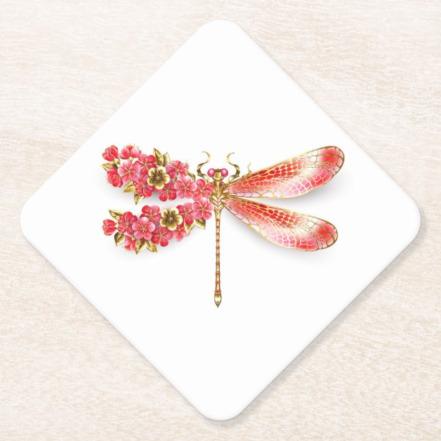 Blume Dragonfly mit Schmucksakura Untersetzer (Vorderseite)