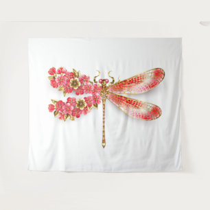 Blume Dragonfly mit Schmucksakura Wandteppich