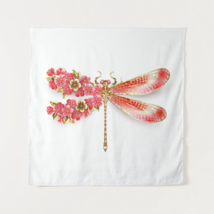 Blume Dragonfly mit Schmucksakura Wandteppich