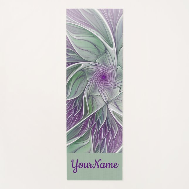 Blume Dream, Abstrakter Name des Lila grünen Frakt Yogamatte (Vorderseite)