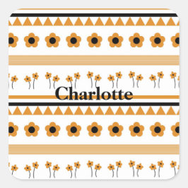 Blume-Dreieck-Muster für Grenzstreifen Quadratischer Aufkleber