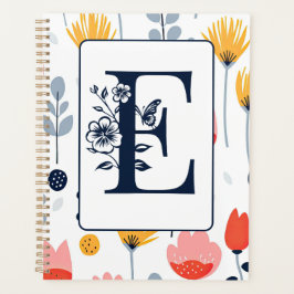 Blume Druck Monogramm Initialen Name minimalistisc Planer