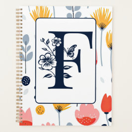 Blume Druck Monogramm Initialen Name minimalistisc Planer