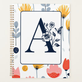Blume Druck Monogramm Initialen Name minimalistisc Planer