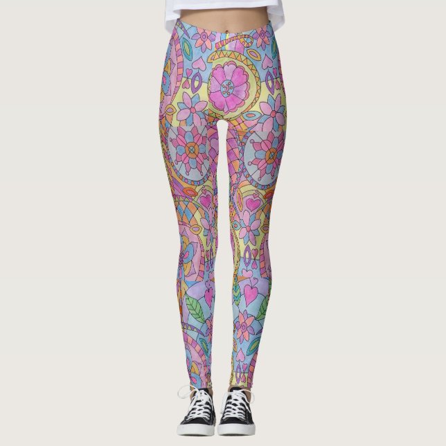 Blume drucken Leggings (Vorderseite)