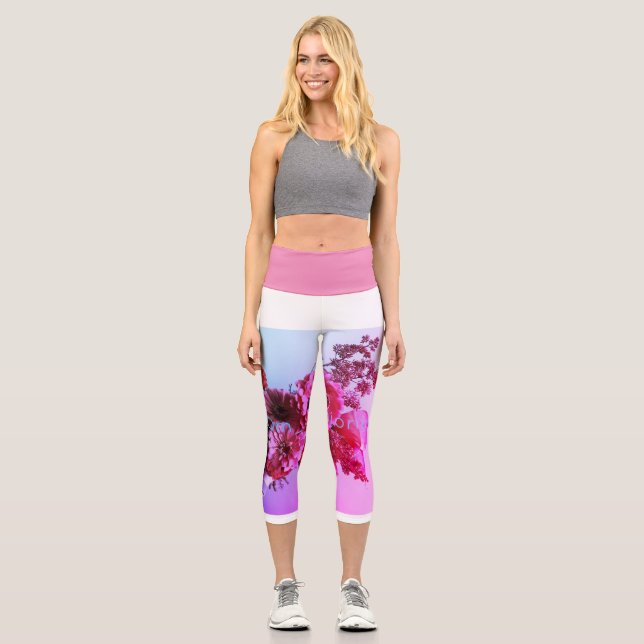 Blume druckt Hochaufguss-Girl Capri Leggings (Vorderseite)