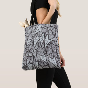 Blume Drucktasche mit Schwarz-weißer Grau-Kunst Tasche