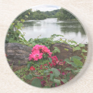 Blume durch den Fluss-Untersetzer Sandstein Untersetzer