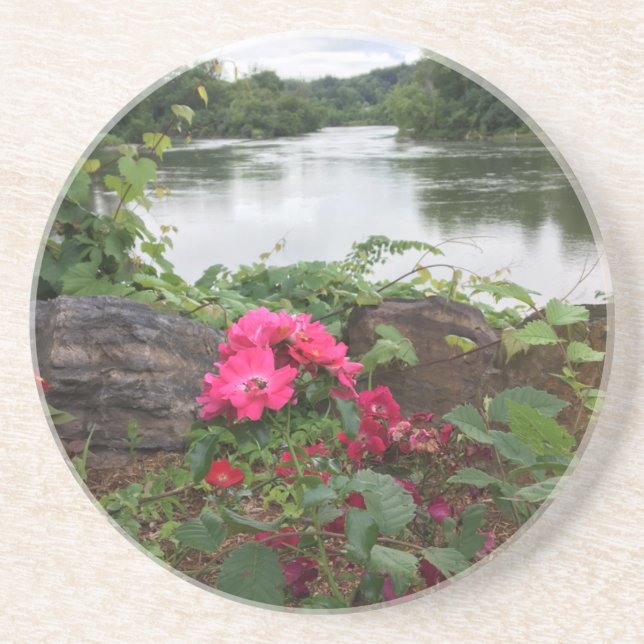 Blume durch den Fluss-Untersetzer Sandstein Untersetzer (Vorne)
