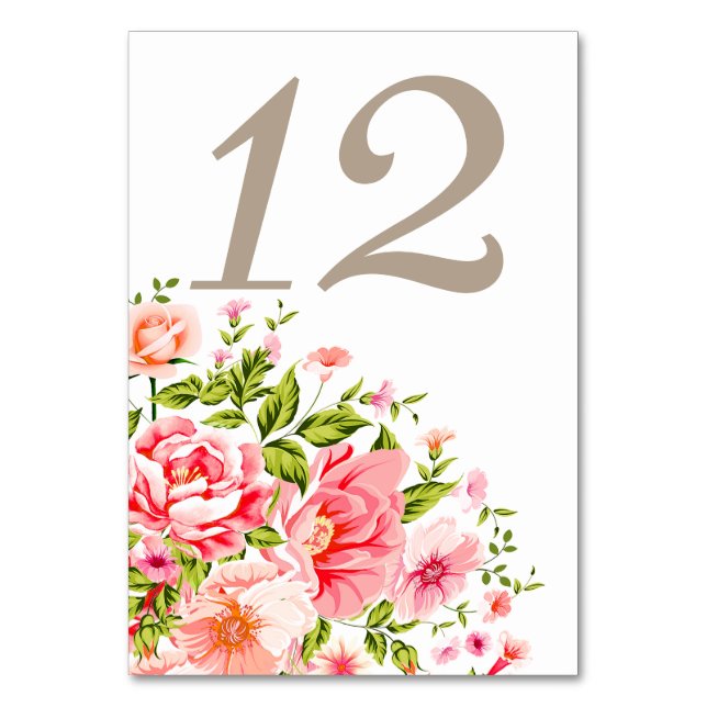 Blume Dusche Bouquet Tischnummern | Babypinke (Vorderseite)