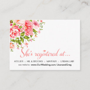Blume-Duschregistereintrag   Babypinke Begleitkarte