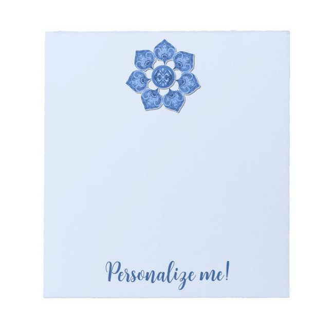 Blume Editor für blaues Dekormaterial Cutout Notizblock (Vorderseite)