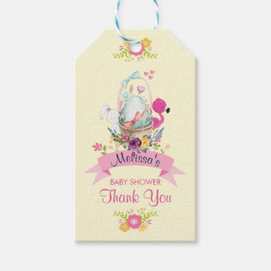 Blume, Ei, Bunny & Flamingo Kinderdusche Danke Geschenkanhänger