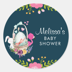 Blume, Ei, Flamingo Babydusche Runder Aufkleber