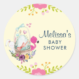 Blume, Ei, Flamingo Babydusche Runder Aufkleber