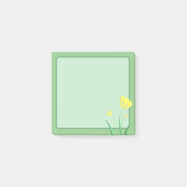 Blume - Einfach gelb Post-it Klebezettel (Vorderseite)