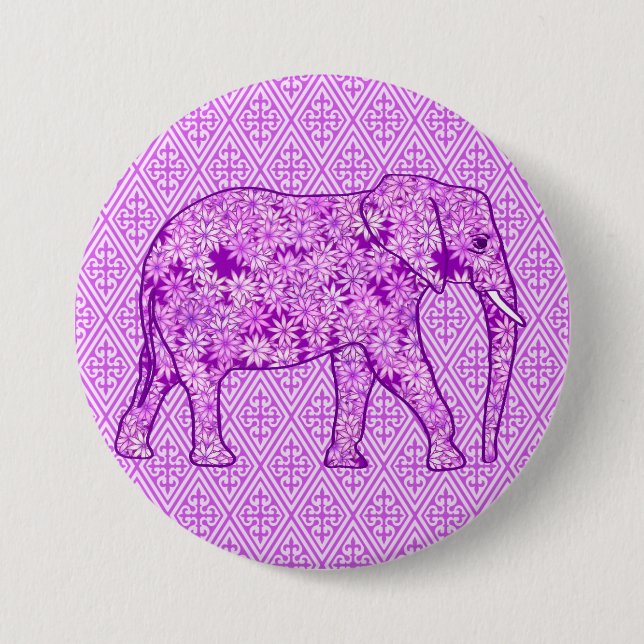 Blume Elefant - Amethyst lila Button (Vorderseite)