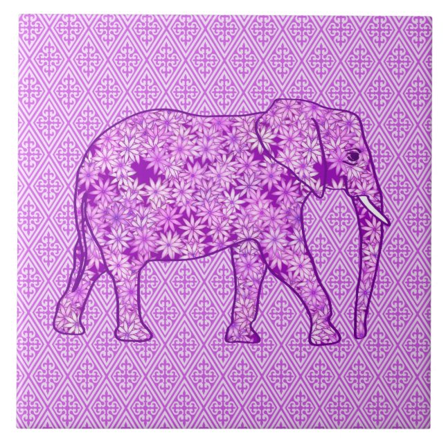 Blume Elefant - Amethyst lila Fliese (Vorderseite)