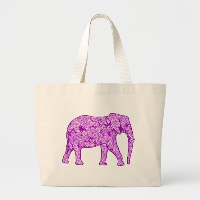 Blume Elefant - Amethyst lila Jumbo Stoffbeutel (Vorne)