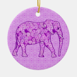 Blume Elefant - Amethyst lila Keramik Ornament