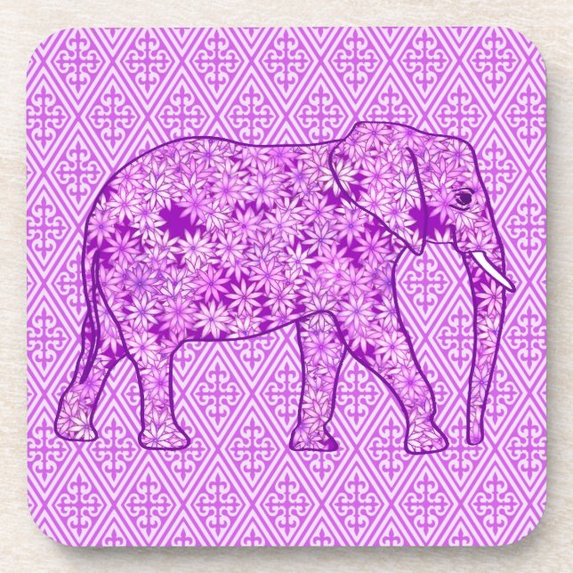Blume Elefant - Amethyst lila Untersetzer (Vorderseite)