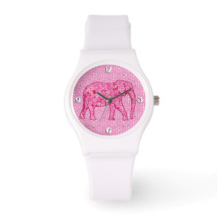 Blume Elefant - Fuchsia pink Armbanduhr