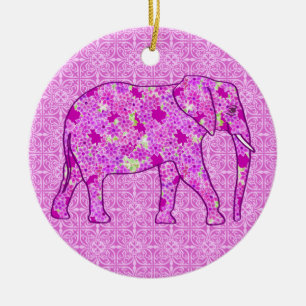 Blume Elefant - Orchid und Magenta Keramik Ornament