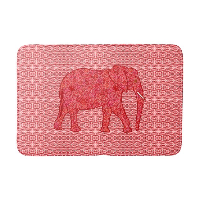 Blume Elefant - tiefrot und korallenrot Badematte (Vorderseite)