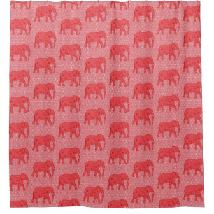 Blume Elefant - tiefrot und korallenrot Duschvorhang