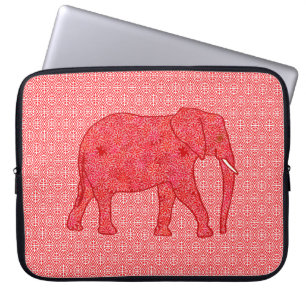 Blume Elefant - tiefrot und korallenrot Laptopschutzhülle