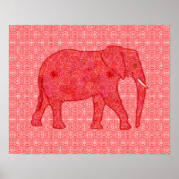 Blume Elefant - tiefrot und korallenrot